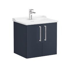 Vitra Root 68144 Lavabo Dolabı, Kapaklı, 60 cm, Mat Lacivert, Klasik Lavabolu